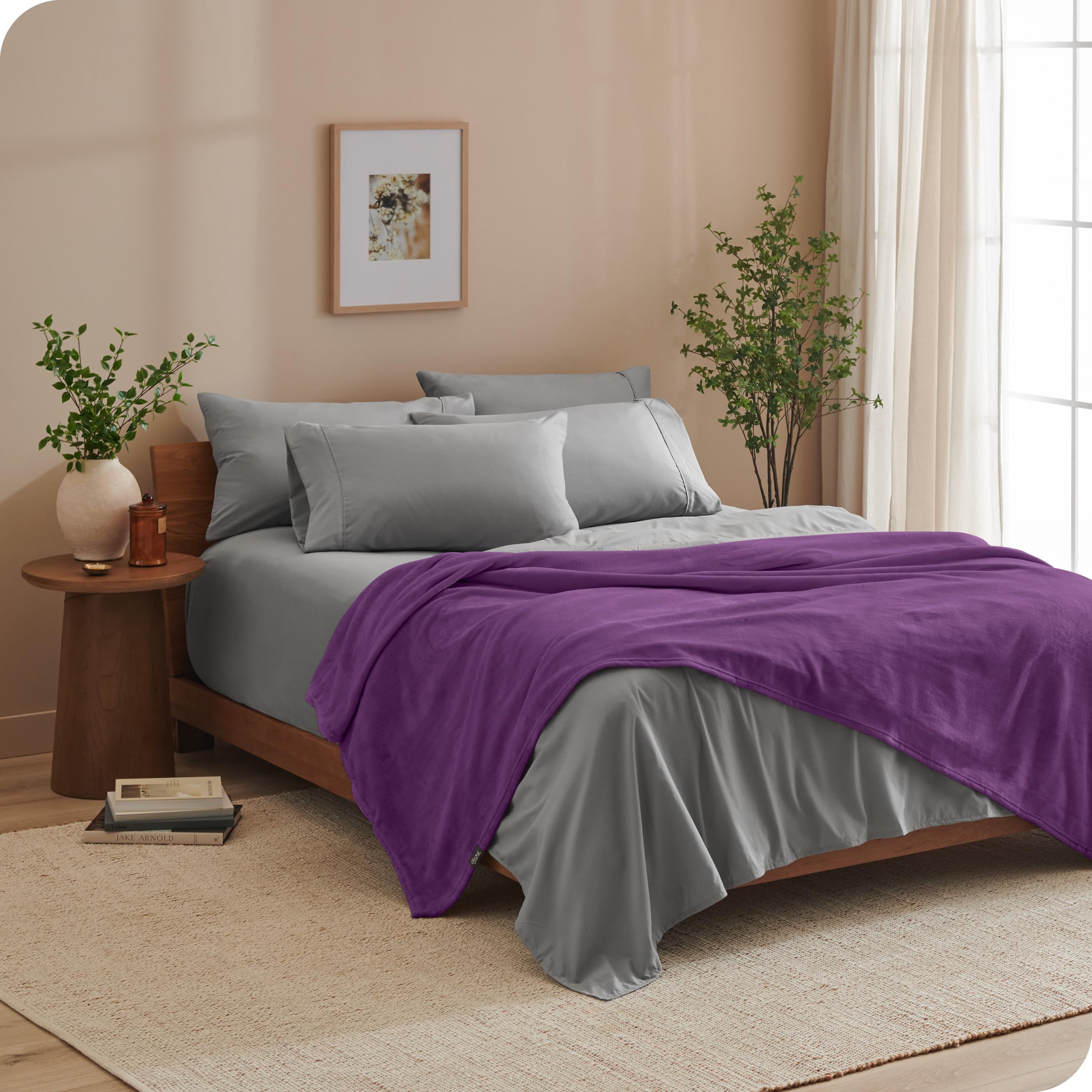 Bare Home Ultra Soft Microplush Fleece Blanket - King Size Plum - Lightweight Warm Throw for Bed, Sofa & Couch - Perfect for Movie Nights, Camping, Travel & Home Decor (King, Plum)