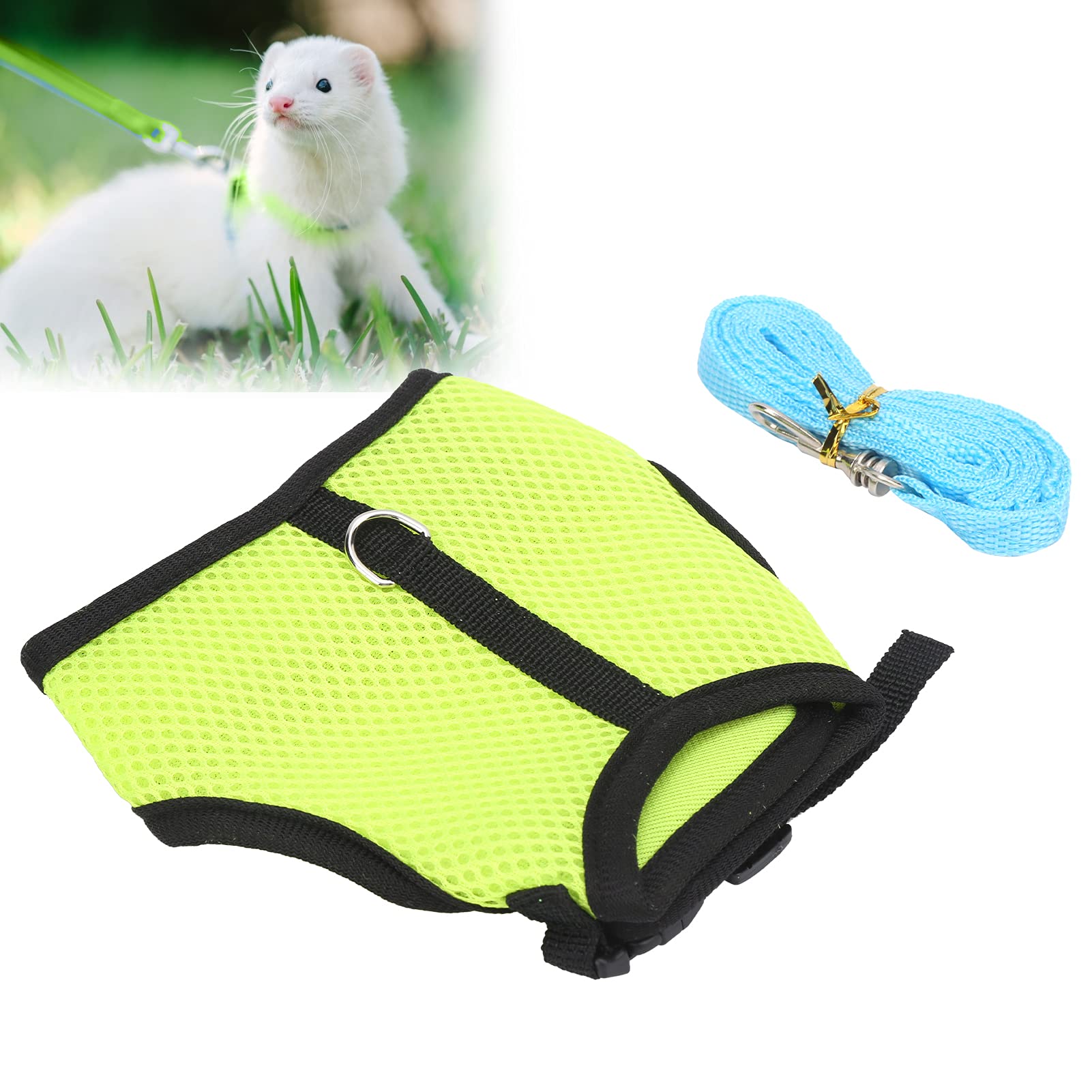 Small Dog Harness - Mesh Puppy Harness for Rabbits & Guinea Pigs (Green) - Perfect for Outdoor Walks