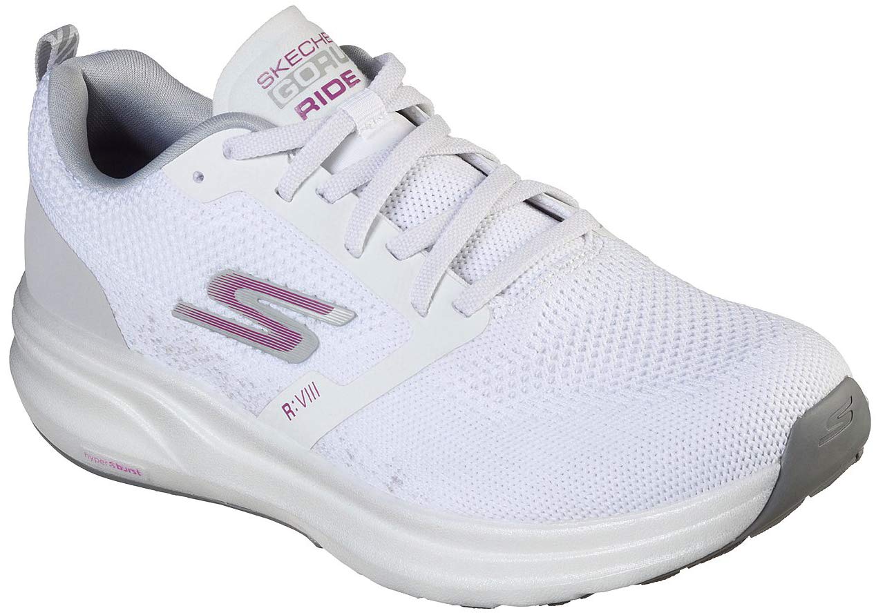 Skechers Women's GOrun Ride 8 Hyper Running Shoes - Size 5.5 US - White & Purple Athletic Sneakers for Jogging, Gym Workouts & Casual Wear