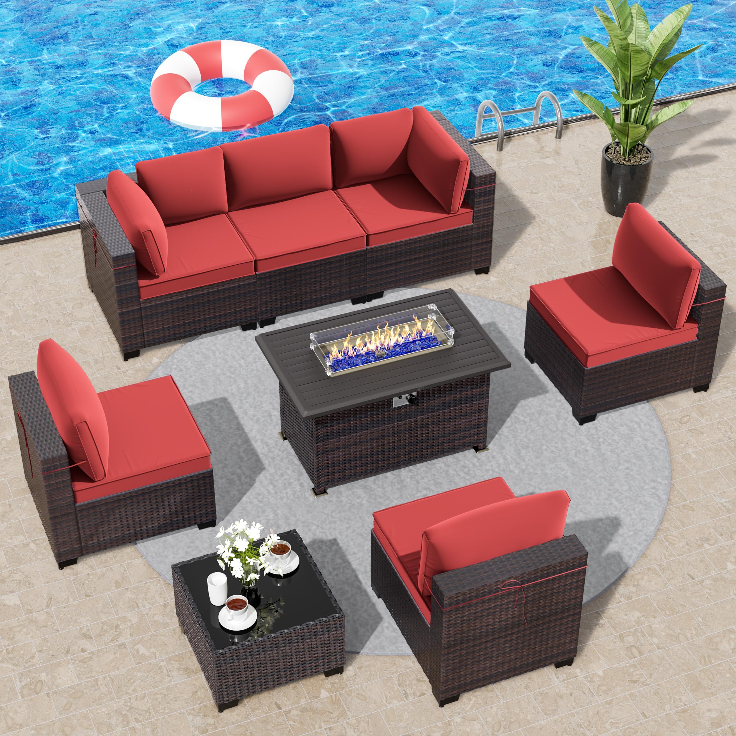 8-Piece Outdoor Patio Furniture Set with 43