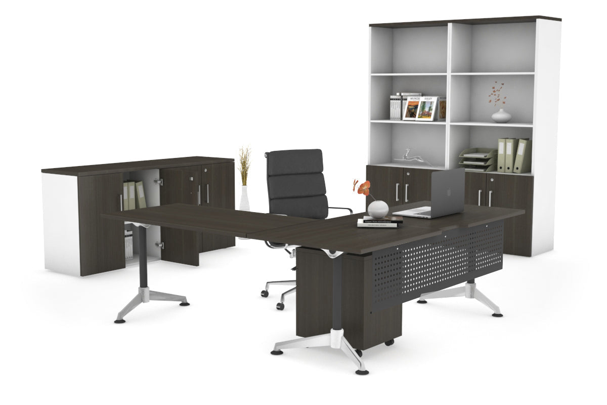 Premium L-Shaped Corner Executive Office Desk - Blackjack [1800L x 1800W with Cable Management] for Home Office & Workspace Setup