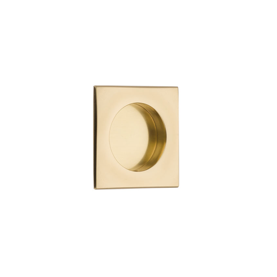 Square Flush Solid Brass Recessed Door Pull 2.5 Inch - Polished Brass Cabinet Handle for Kitchen, Bathroom & Furniture Hardware