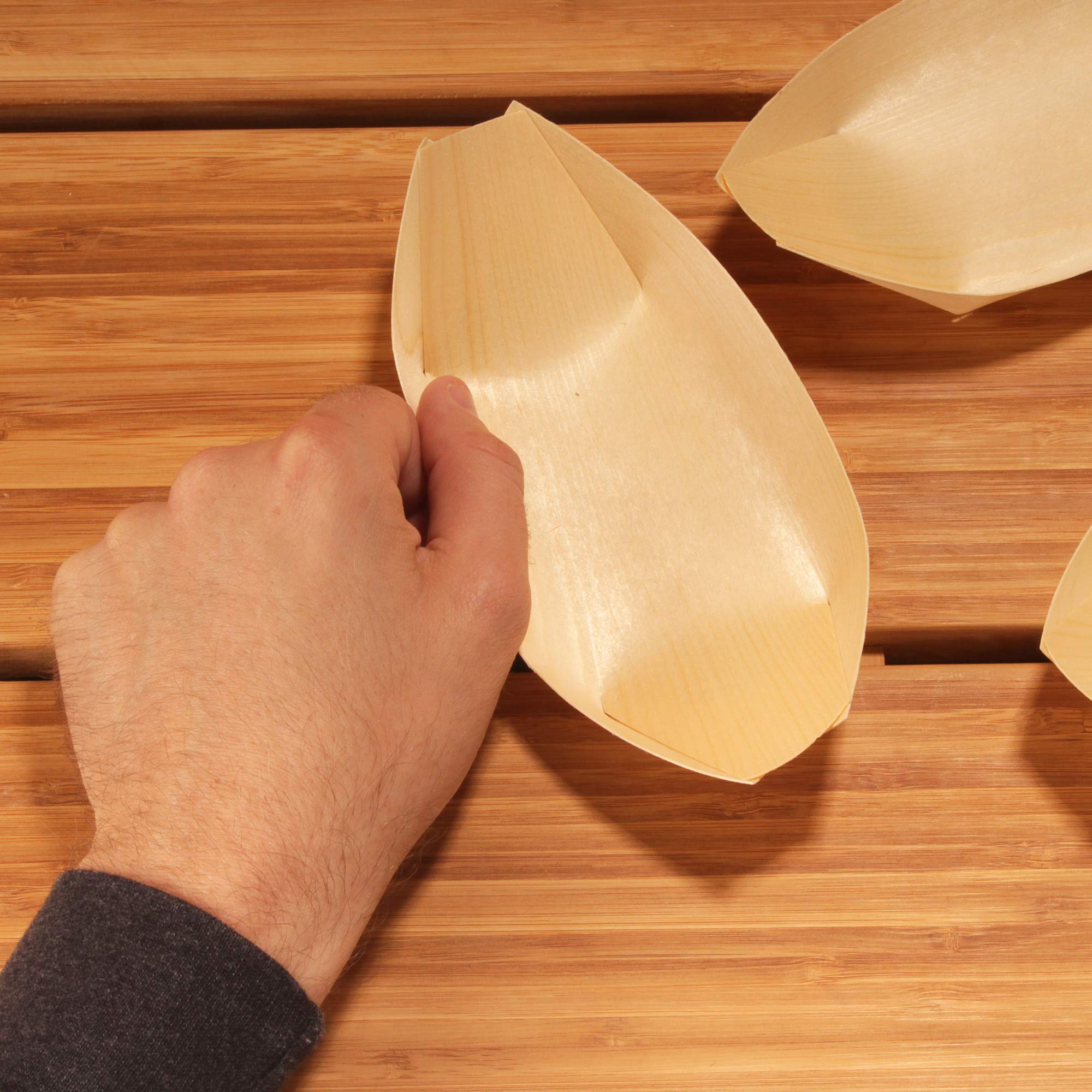 BambooMN - 1000 Pcs Disposable Wooden Appetizer Boats - 6.7