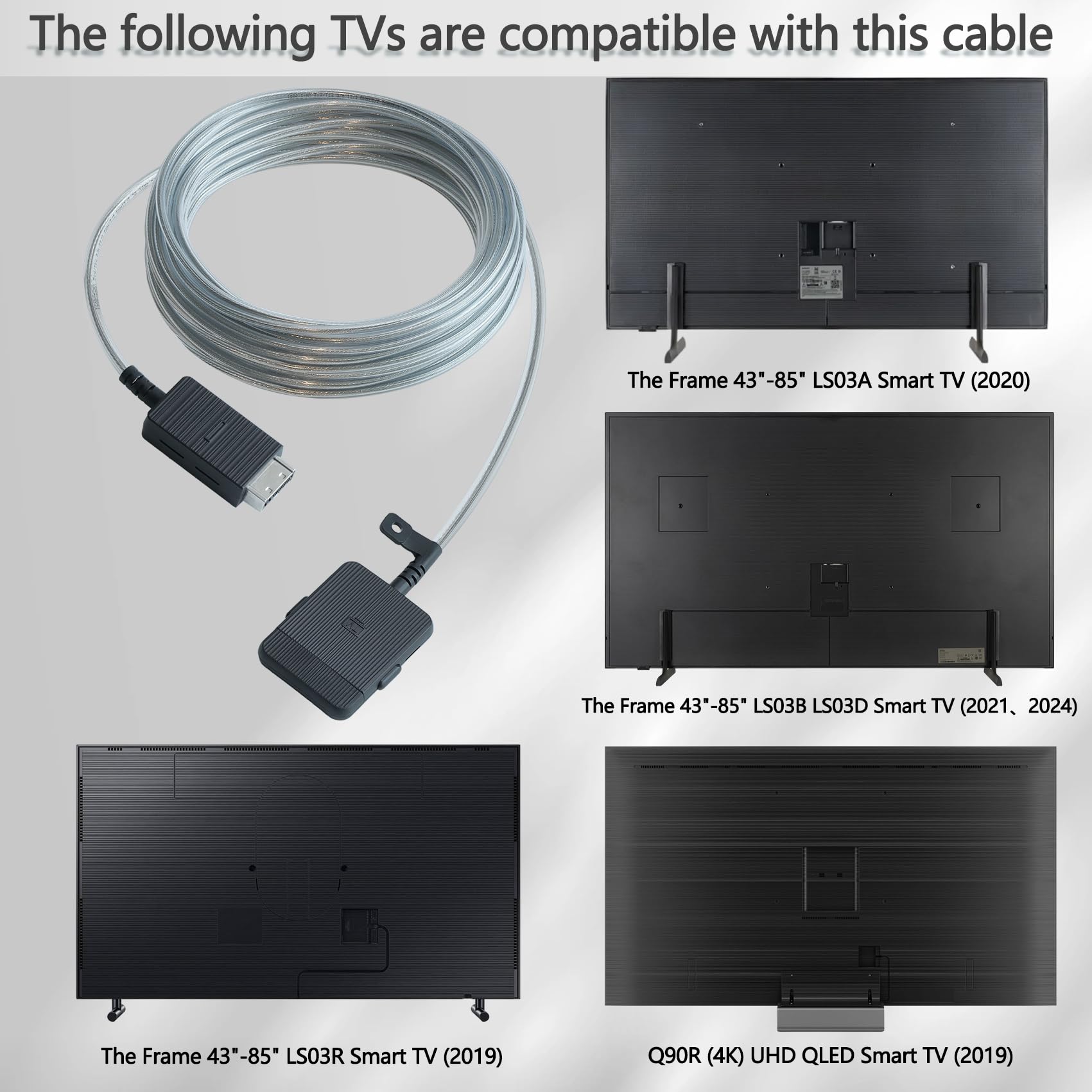 Samsung QLED 4K The Frame TV One Connect Cable - 15m/49ft Fiber Optic Cable Compatible with QN43/50/55/65/75/85LS03RAF/LS03BAF/LS03TAF/LS03DAF Models - Perfect for Wall-Mounted TV Installations and Clean Cable Management
