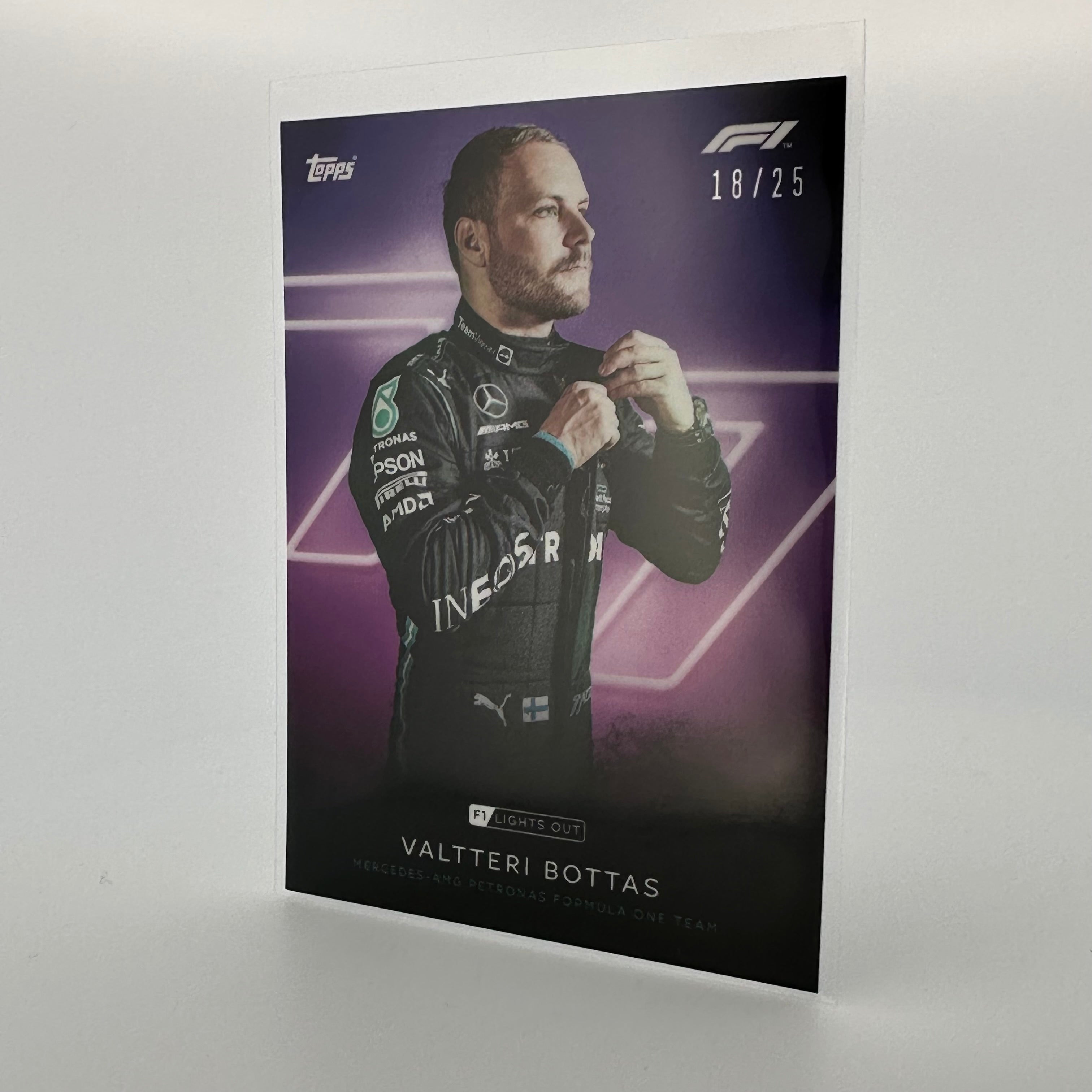 Valtteri Bottas 18/25 Purple Parallel Racing Driver Card - Collectible F1 Memorabilia for Fans & Sports Card Enthusiasts | Perfect for Display, Trading, and Gift Giving
