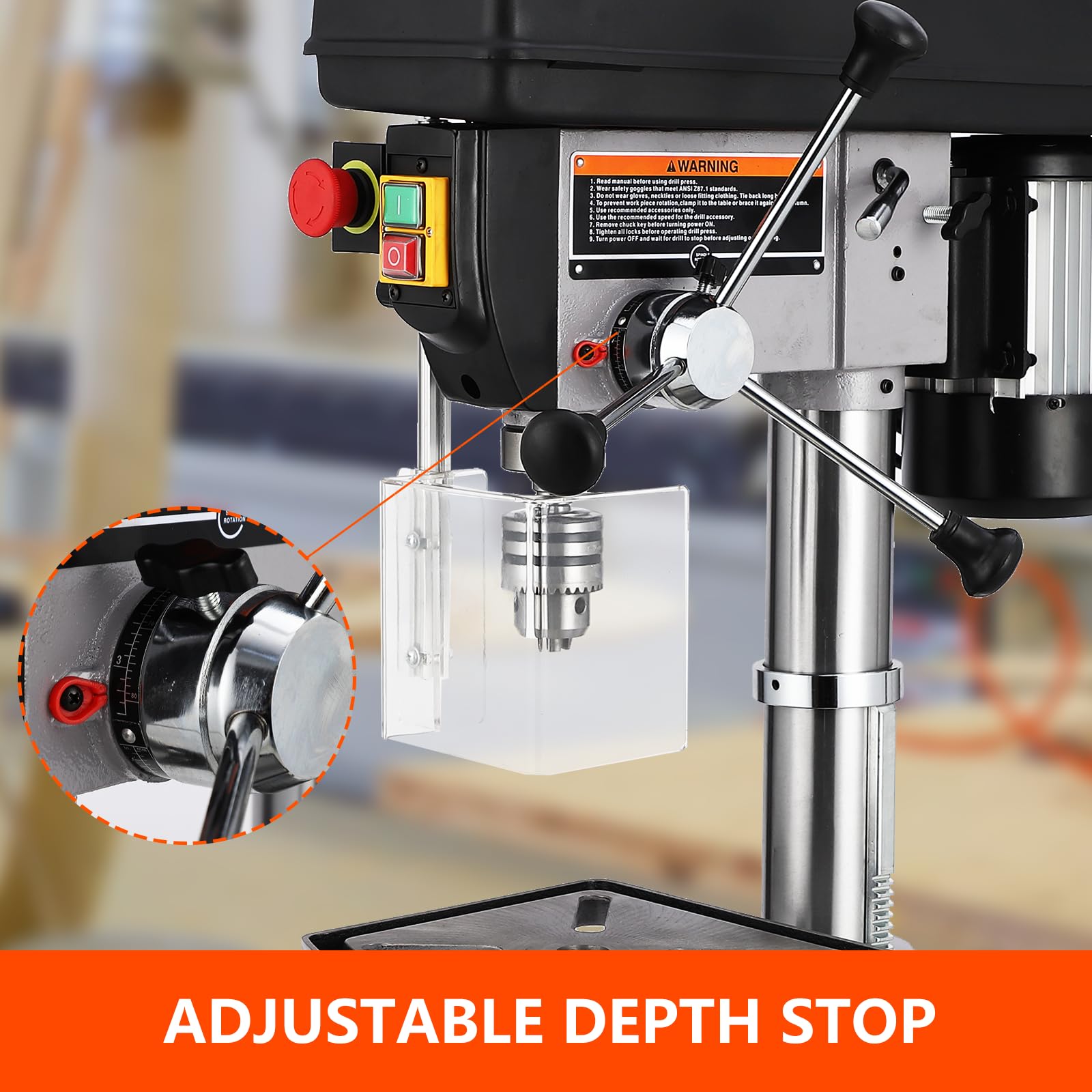 **GARVEE 15 Inch Floor Drill Press - 7.5 Amp 120V Heavy Duty Bench Drill Machine with Safety Guard for Woodworking & Metalworking Projects**