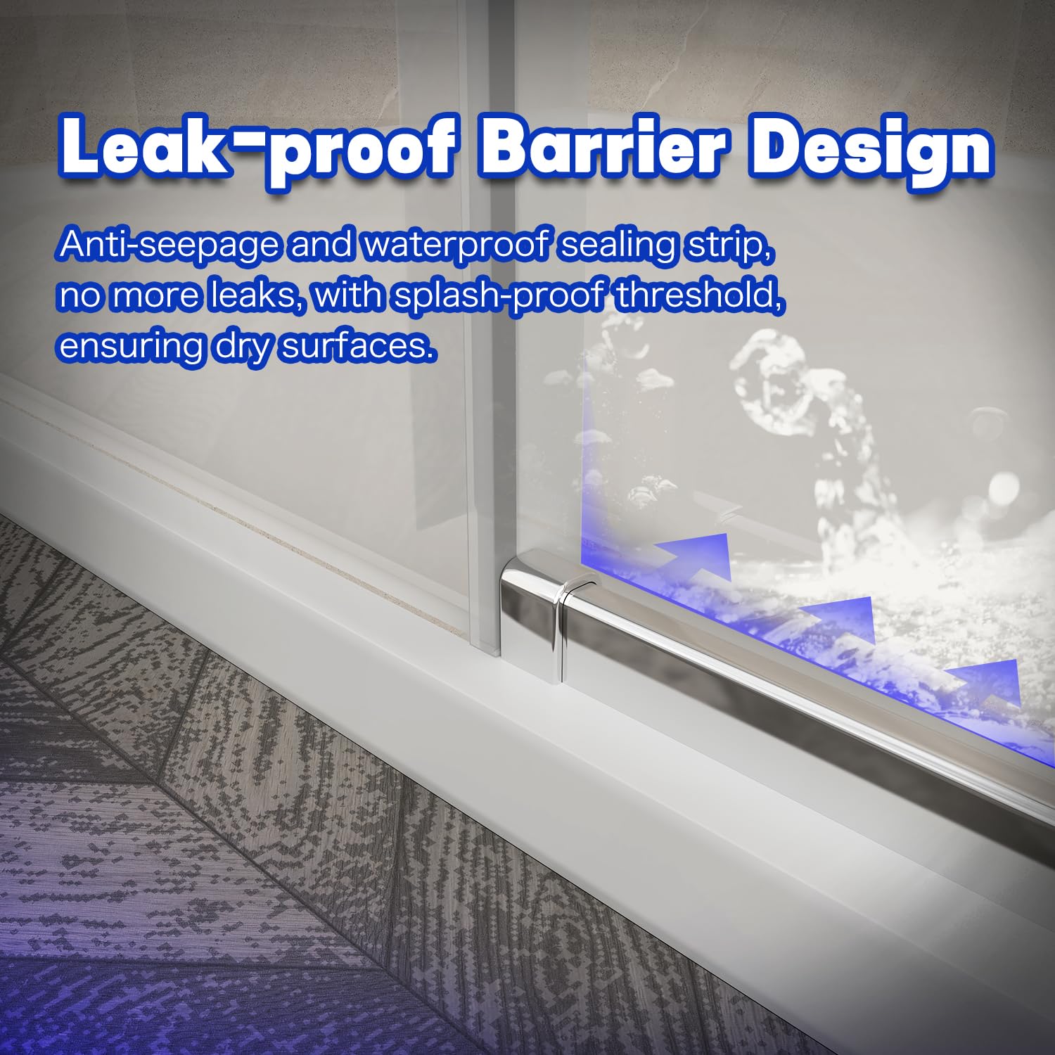60-60.8 Inch Frameless Sliding Shower Door - 1/4