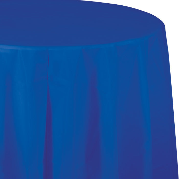 12-Piece Bulk Cobalt Blue Round Plastic Table Covers - Waterproof Disposable Party Tablecloths for Birthday, Wedding, Picnic & Outdoor Events