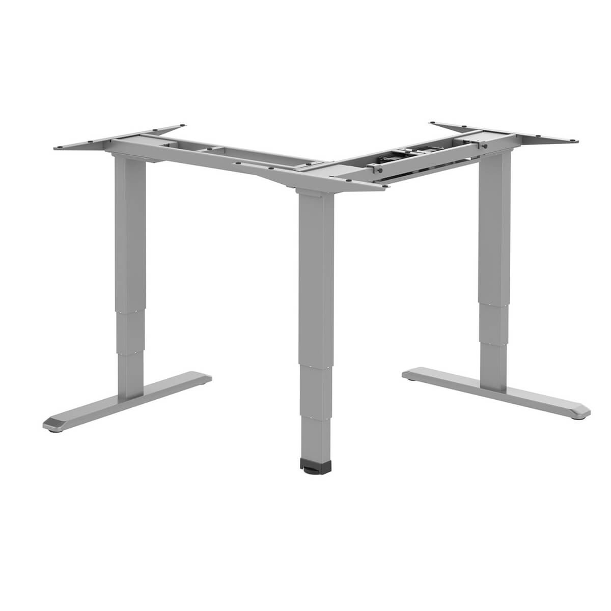 Brateck Lumi L-Shaped Electric Standing Desk Frame - Triple Motor Adjustable Height Sit Stand Desk (Grey) for Home Office, Gaming & Workspace Ergonomics