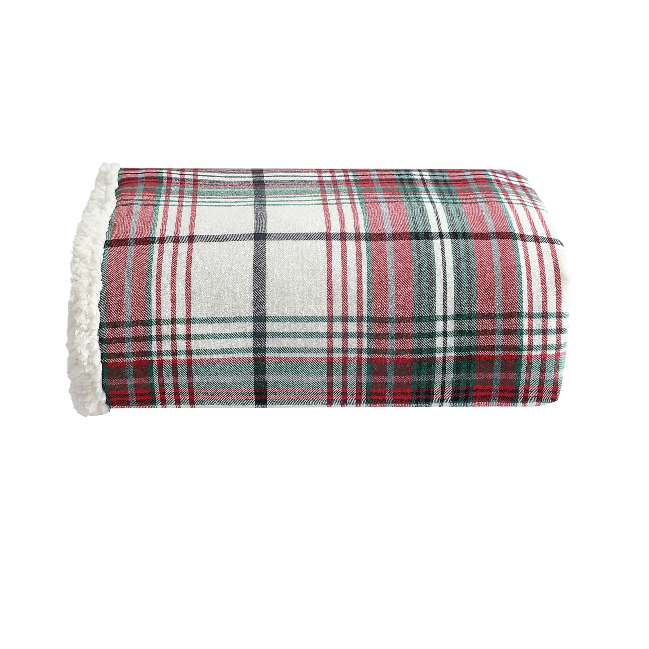 Eddie Bauer Super Soft Reversible Sherpa & Brushed Fleece Throw Blanket - Warm Plaid Bedding for Couch, Sofa, Bed - Perfect for Lounging, Movie Nights & Cozy Winter Evenings (Montlake Plaid Red)