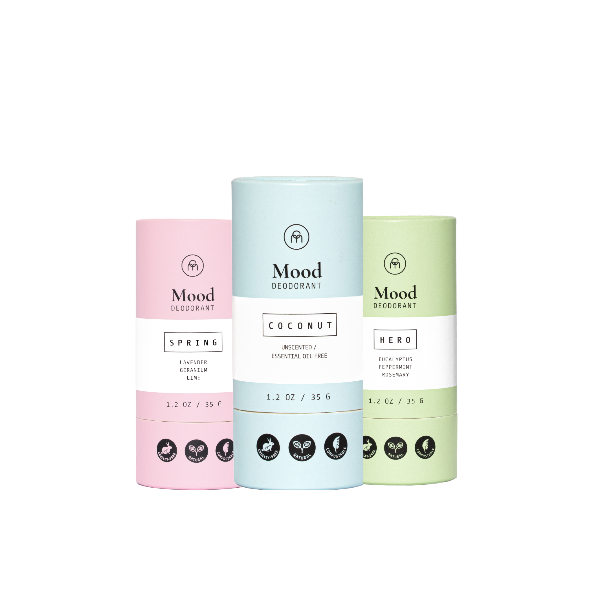 MOOD Deodorant 3 Pack - Natural & Long-Lasting Deodorant for Men & Women | Best Selling Deodorant Set for Daily Use, Gym & Outdoor Activities