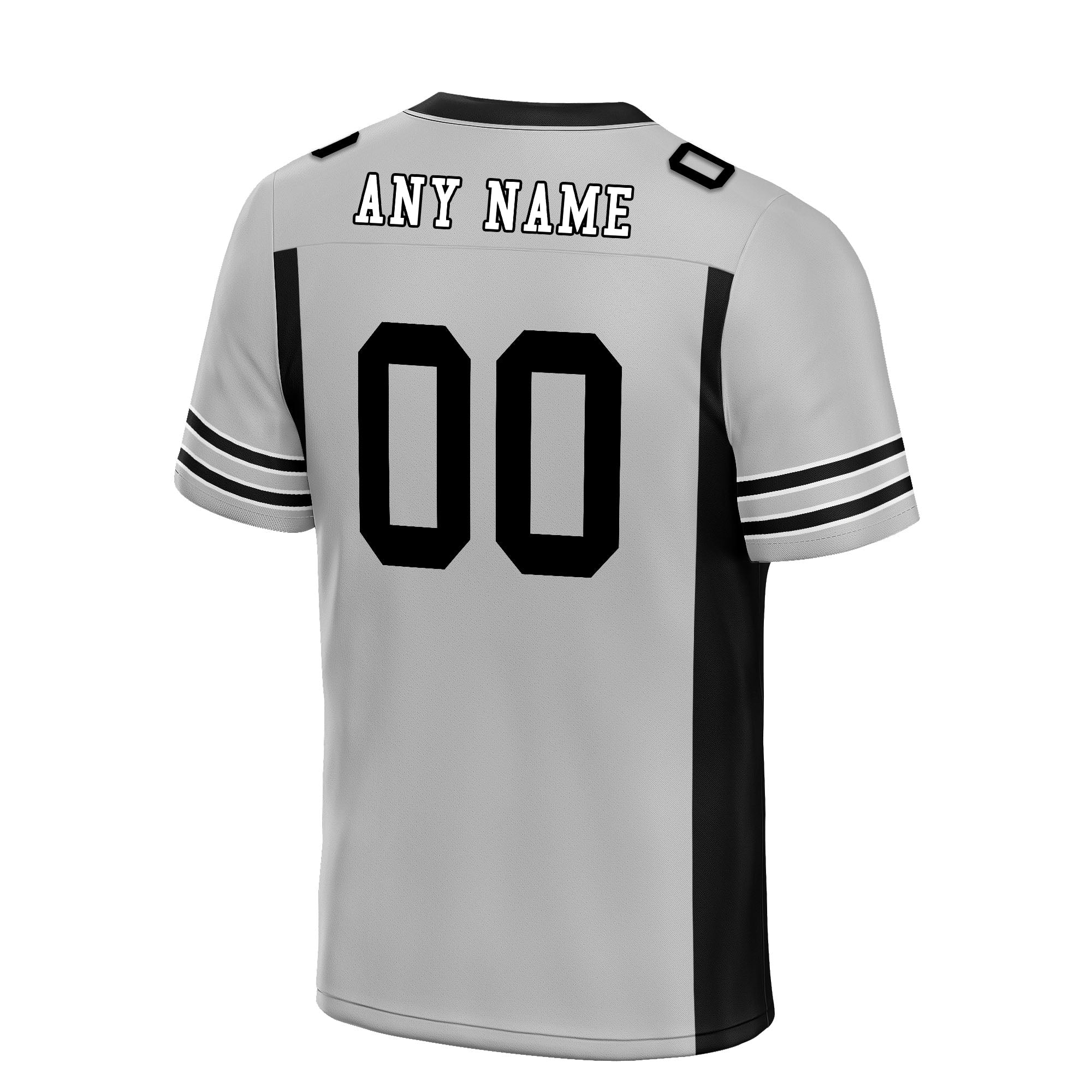 Custom Gray & Black Striped Sleeves Personalized Authentic Football Jersey FBJ02 D06055 - Perfect for Game Day, Team Sports & Fan Apparel