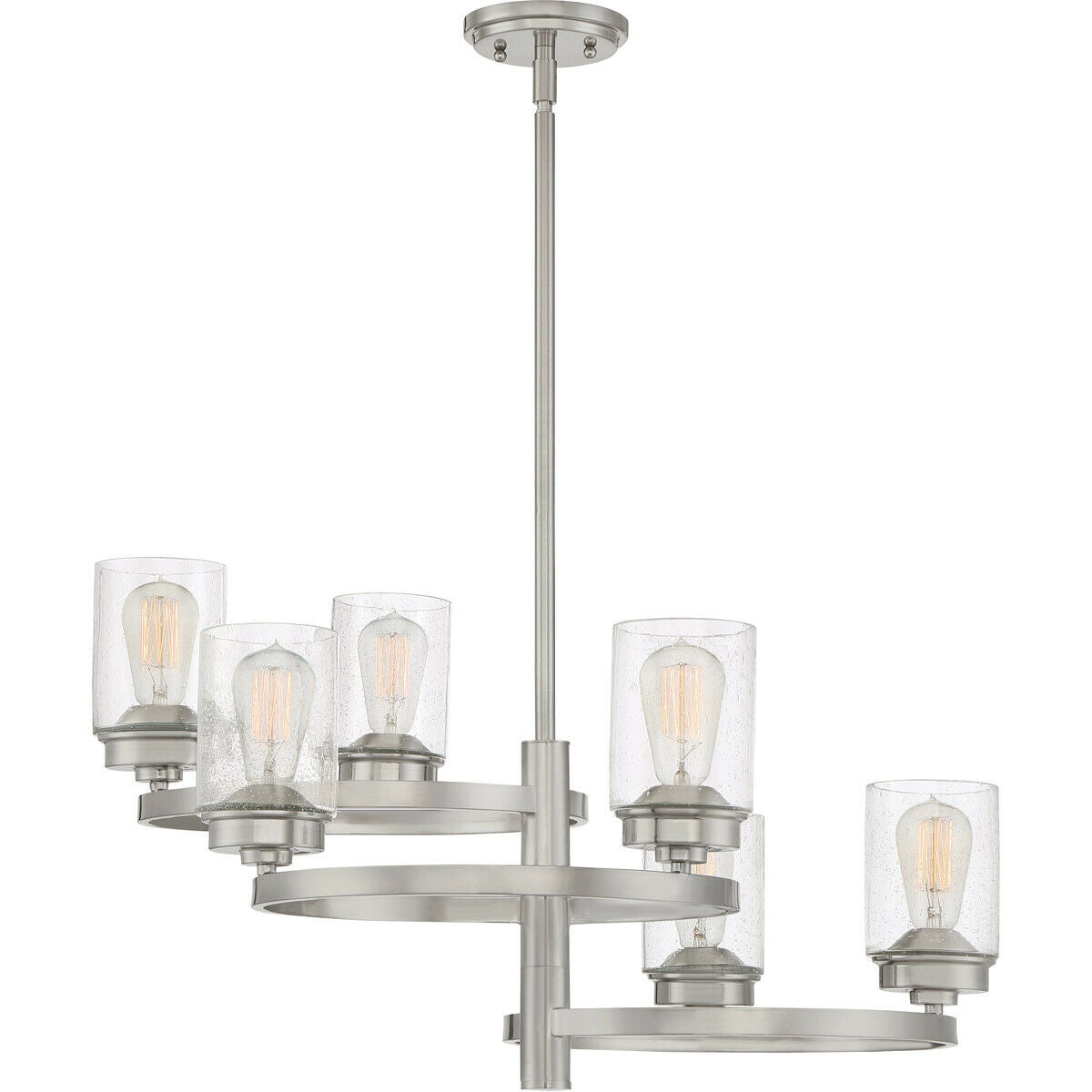 Quoizel EVL5006 BN 6-Light Brushed Nickel Hanging Chandelier - Modern Dining Room & Kitchen Island Lighting Fixture for Home Decor
