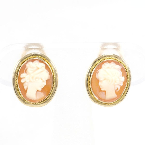 18K Yellow Gold Shell Cameo Earrings - Vintage Italian Handmade Jewelry for Women | Elegant Gift for Mother's Day, Anniversary & Special Occasions