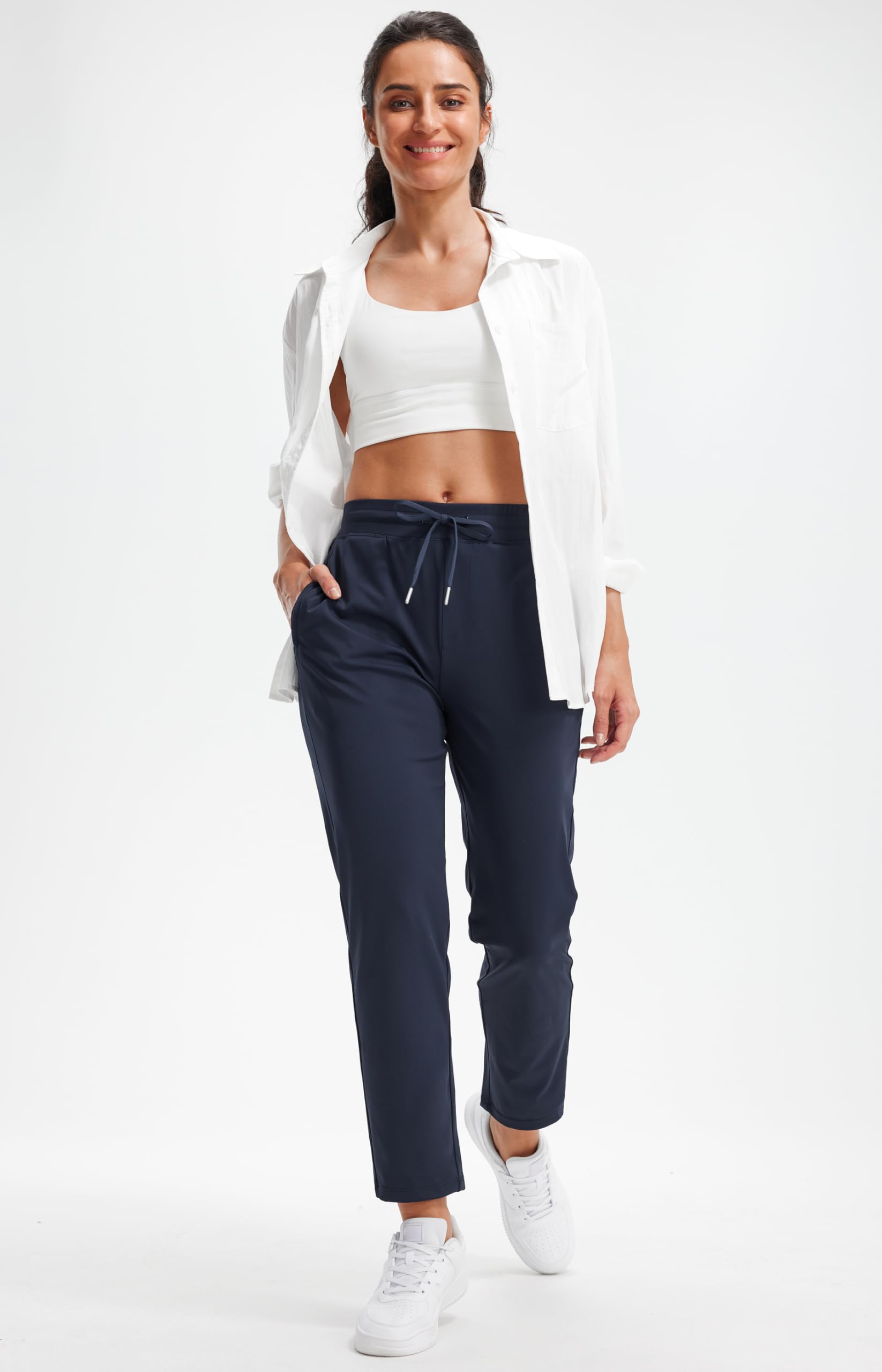 Libin Women's 4-Way Stretch Golf Pants - 7/8 Length Ankle Joggers with Zipper Pockets - Yoga, Athletic & Workout Sweatpants - Perfect for Golf, Running, Gym & Casual Wear