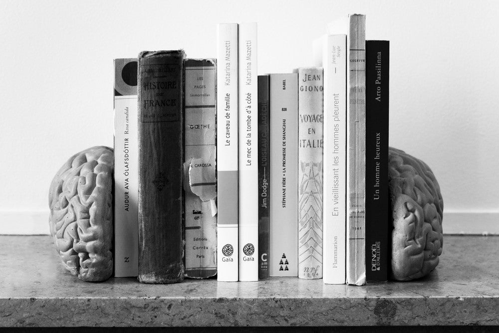 Stylish Gray Matters Bookends by Lyon Beton – Perfect for Bookshelf Organization & Home Office Decor