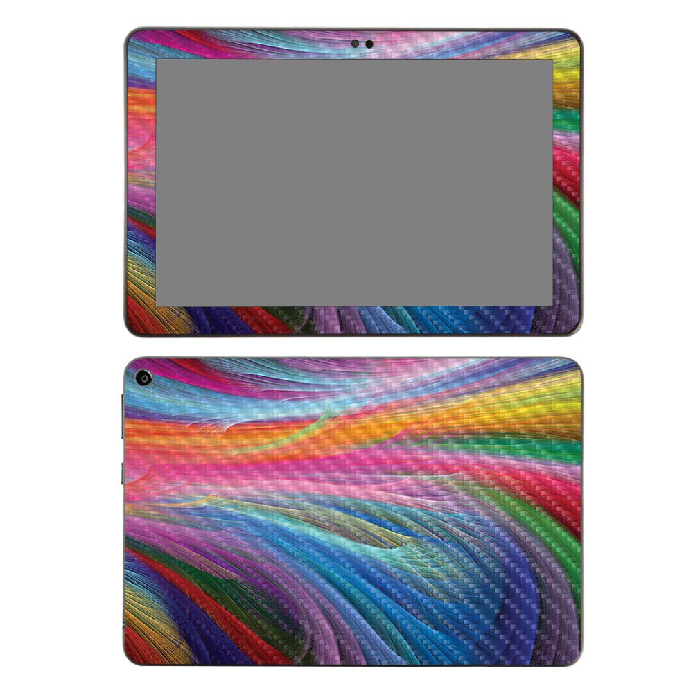 MightySkins Carbon Fiber Skin for Amazon Fire HD 8 (2020) - Rainbow Waves | Protective & Durable Textured Cover | Easy to Apply | Made in USA | Perfect for Kids, Travel & Everyday Tablet Protection