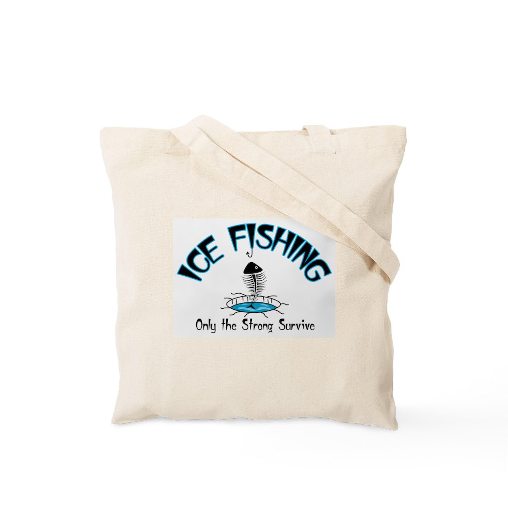 Ice Fishing Tote Bag - Natural Canvas Reusable Shopping Bag for Groceries, Beach & Outdoor Activities | Eco-Friendly & Durable