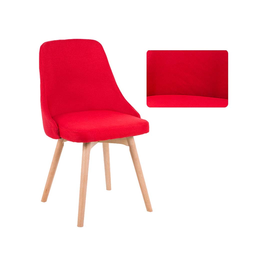 Wooden Dining Chair with Cushion - Red for Living Room & Kitchen