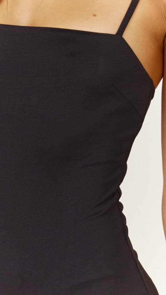 Amos Women's Slim Fit Bodysuit - Black | Seamless Stretch Comfort for Everyday Wear & Layering
