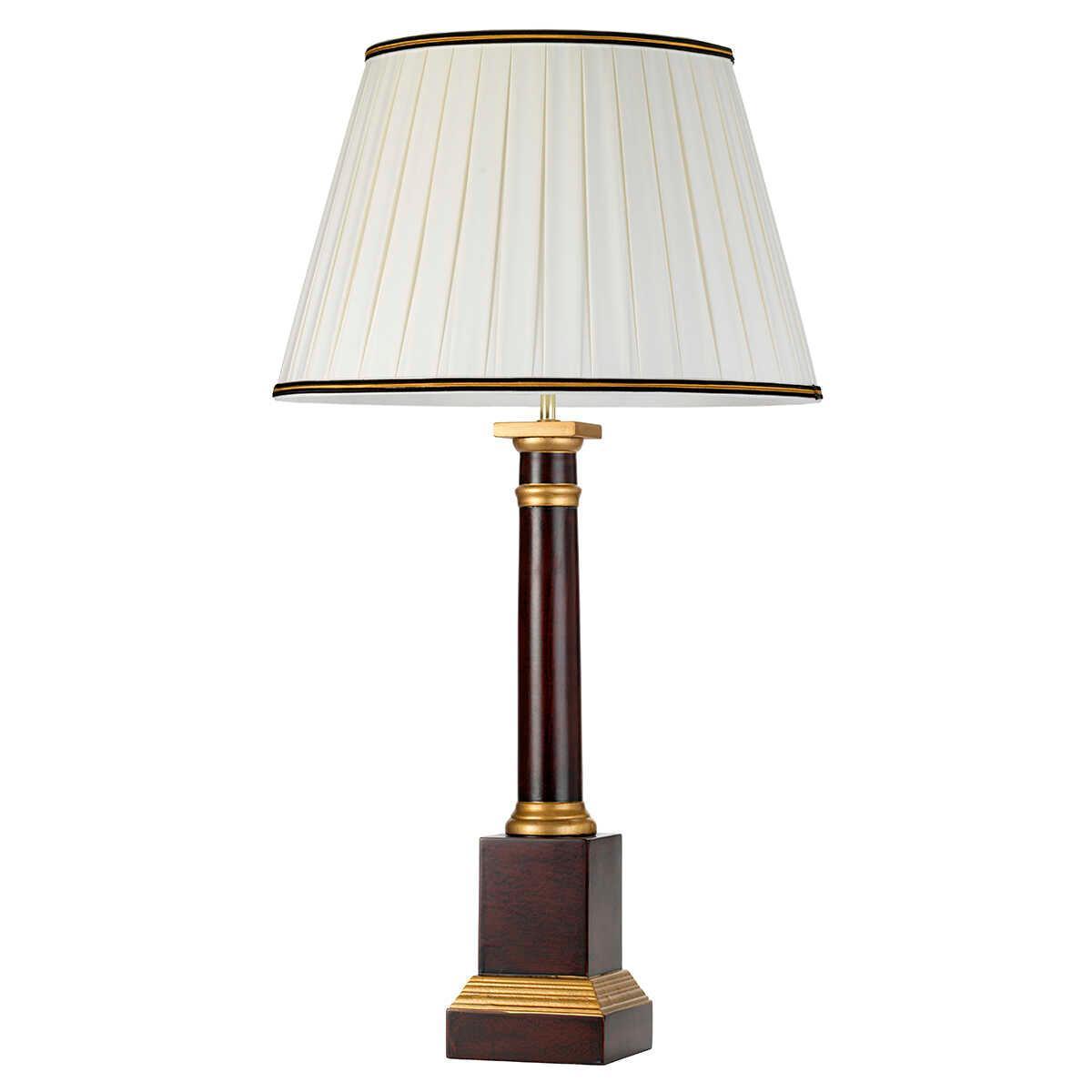 Louviers 1-Light Oxblood Red Wooden Table Lamp with Ivory Fabric Shade - Perfect for Bedroom Nightstand, Living Room End Table, or Office Desk Lighting