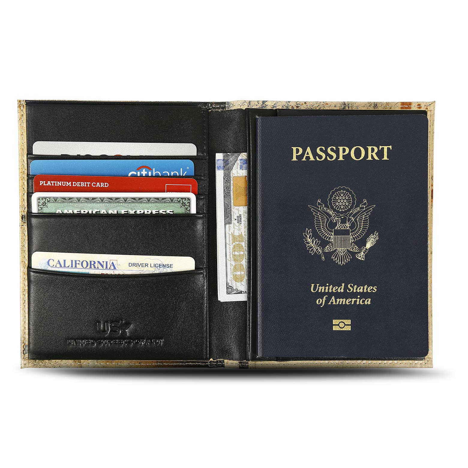 San Diego Collage Genuine Leather Passport Cover with RFID Blocking - Travel Wallet for Men & Women - Perfect for International Trips & Airport Security