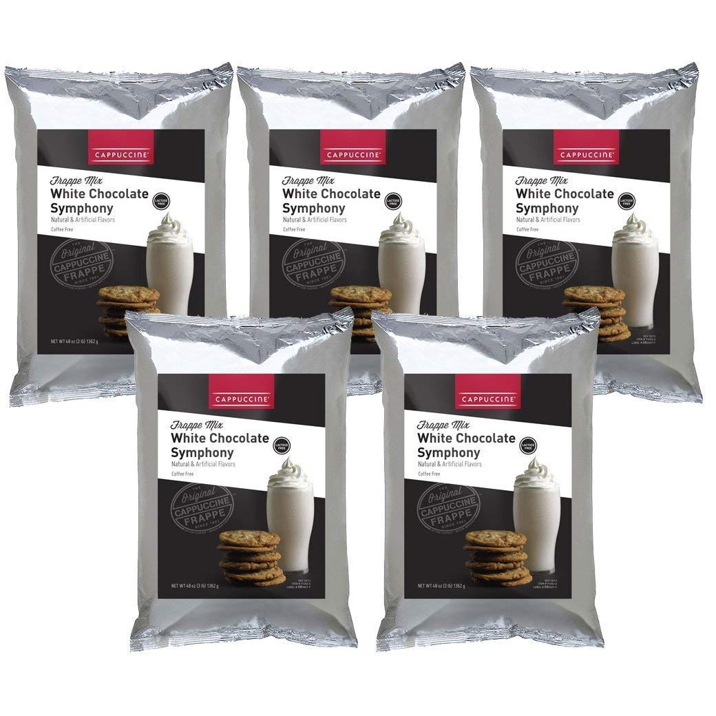 Premium Cappuccino Ice Coffee Frappe Mix - White Chocolate Symphony (5 Bags) - Perfect for Home Cafes, Office Breaks & Summer Refreshments