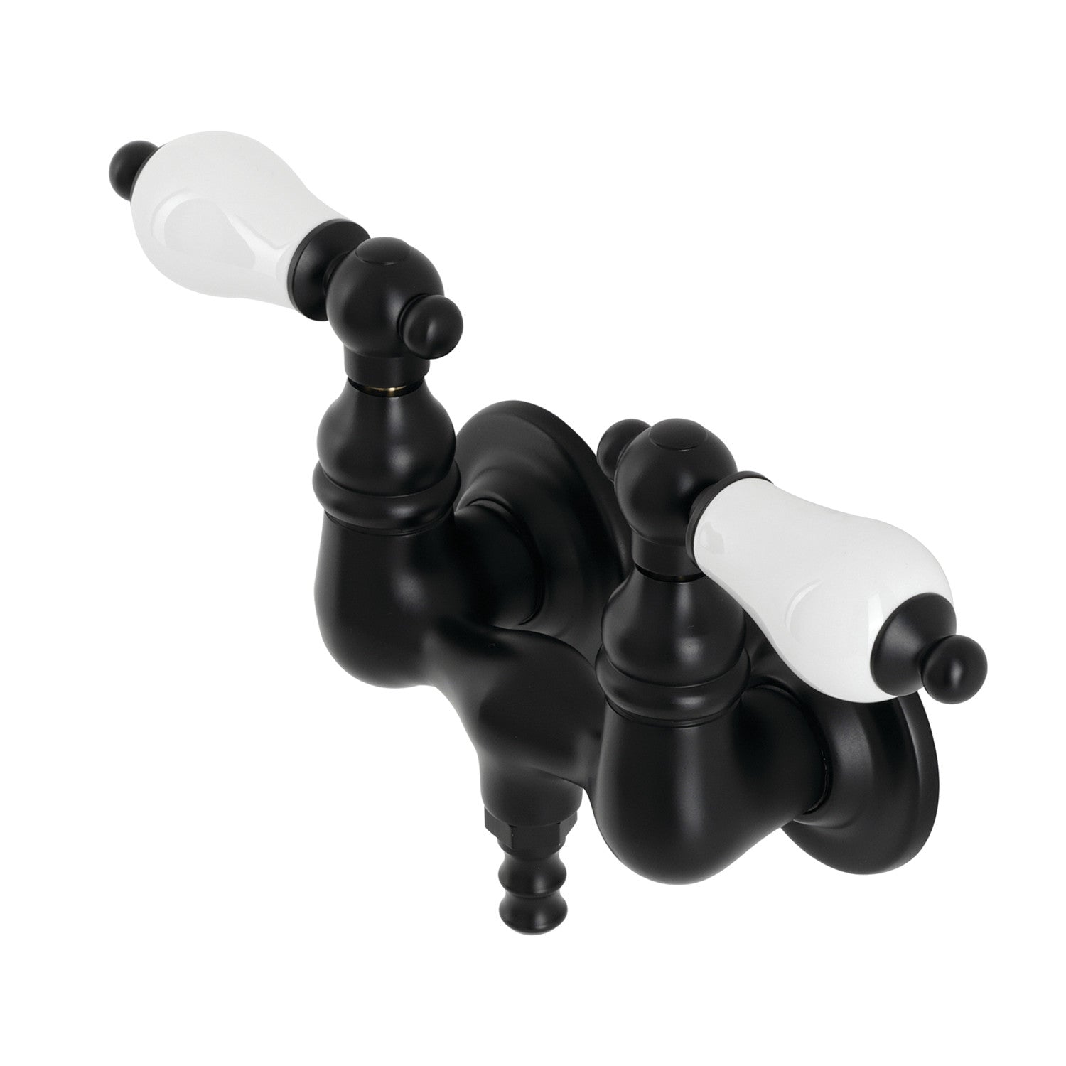 Vintage Matte Black Two-Handle Wall Mount Clawfoot Tub Faucet - AE35T0 Bathroom Fixture for Classic & Modern Bathrooms | Perfect for Antique Style Bathtubs & Spa Retreats