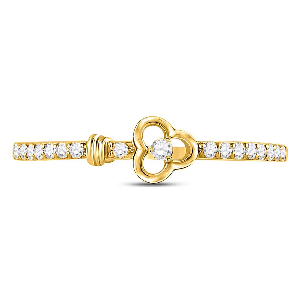 10K Yellow Gold Round Diamond Stackable Band Ring for Women - 1/8 CTW Dazzlingrock Collection | Perfect for Everyday Wear, Anniversary Gifts & Bridal Jewelry