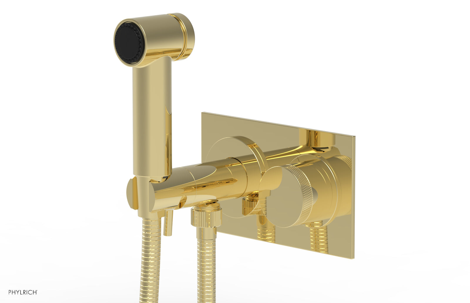 BASIC II Wall Mounted Bidet with Knurled Handle - 230mm Spray Head, 65mm Mounting Centers - Perfect for Bathroom Hygiene & Comfort