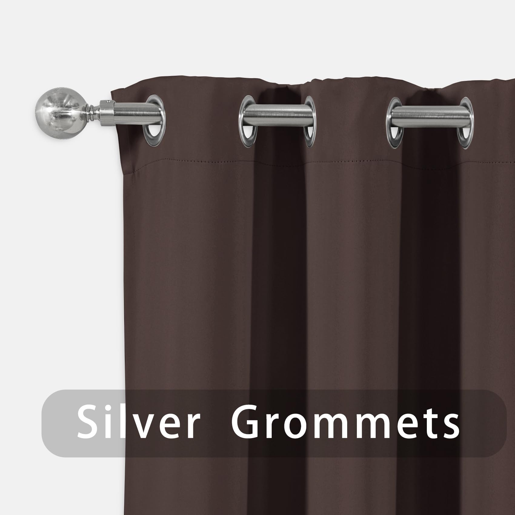 UPOPO 16 Inch Coffee Brown Blackout Valance Curtain - Triple Weave Room Darkening Window Treatment for Kitchen, Bathroom, Living Room & Bedroom - Grommet Top, 1 Panel - Perfect for Privacy & Sun Protection in Small Windows