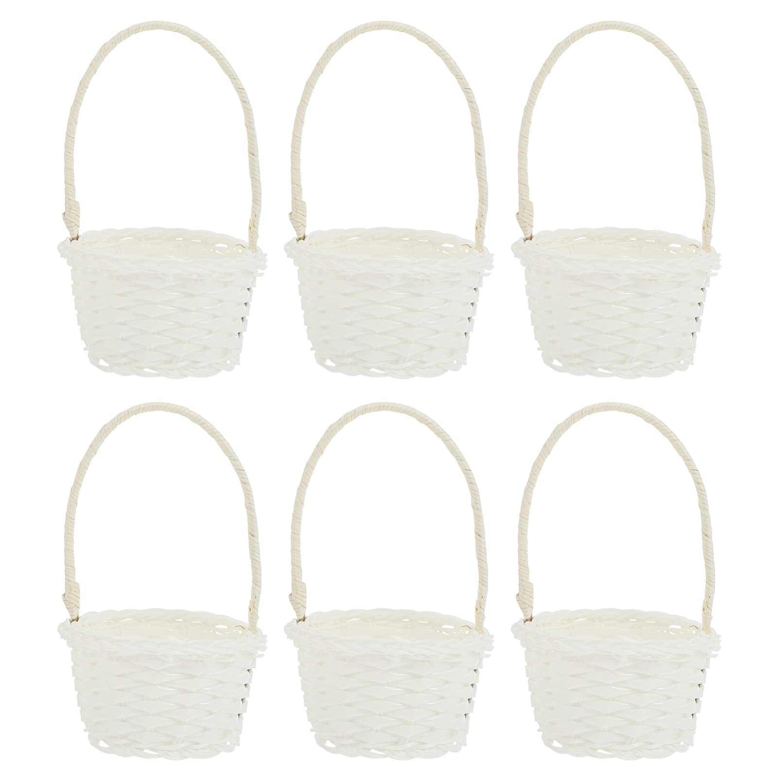 GANAZONO 6-Piece Mini Wicker Baskets with Handles - Small Rattan Storage Baskets for Home Decor, Picnic, Flower Arrangement & Organizing - Natural Seagrass Woven Decorative Baskets (Perfect for Bathroom, Kitchen, Office & Gift Giving)