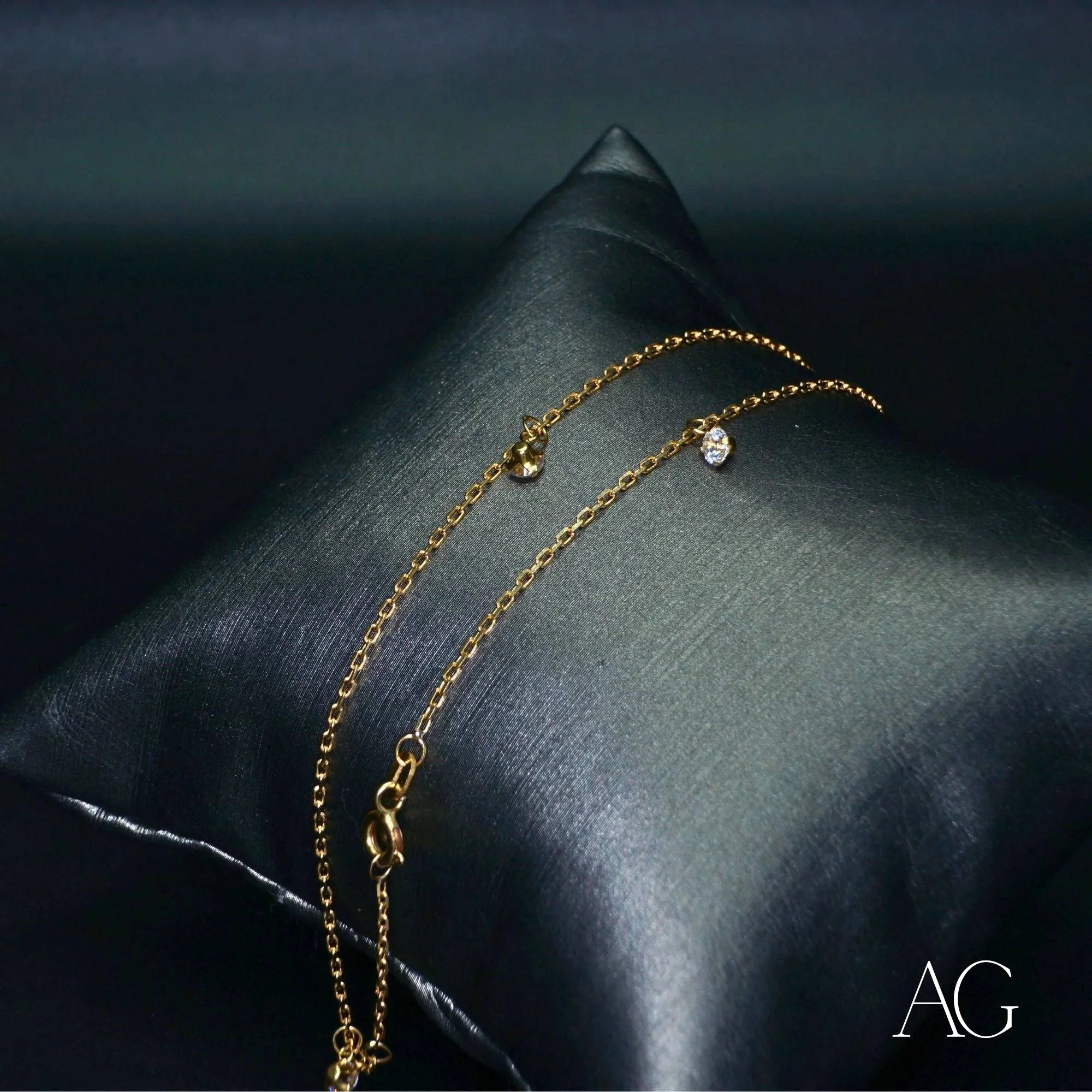 18K Gold Anklet with Zirconia Stones - Elegant Ankle Bracelet for Women, Perfect for Parties, Weddings & Everyday Wear