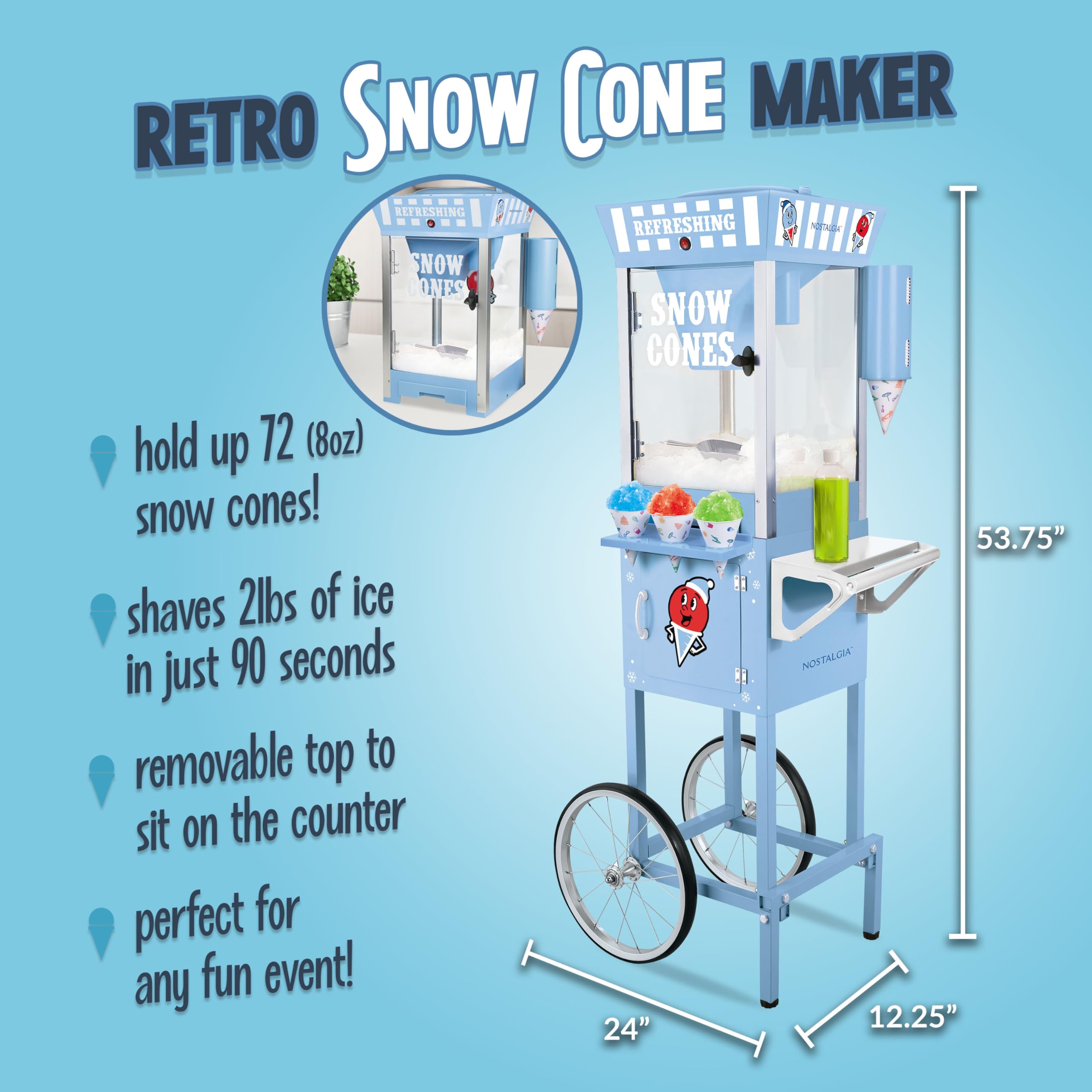 Nostalgia Retro Blue Snow Cone Machine - 54