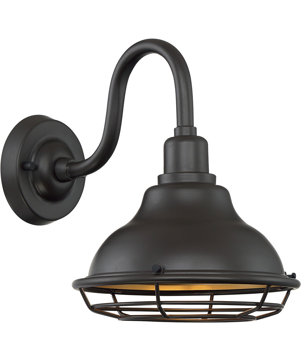12H Newbridge 1 Light Outdoor Wall Sconce - Dark Bronze & Gold Finish - Weatherproof Exterior Lighting for Porch, Patio, and Garden Decor