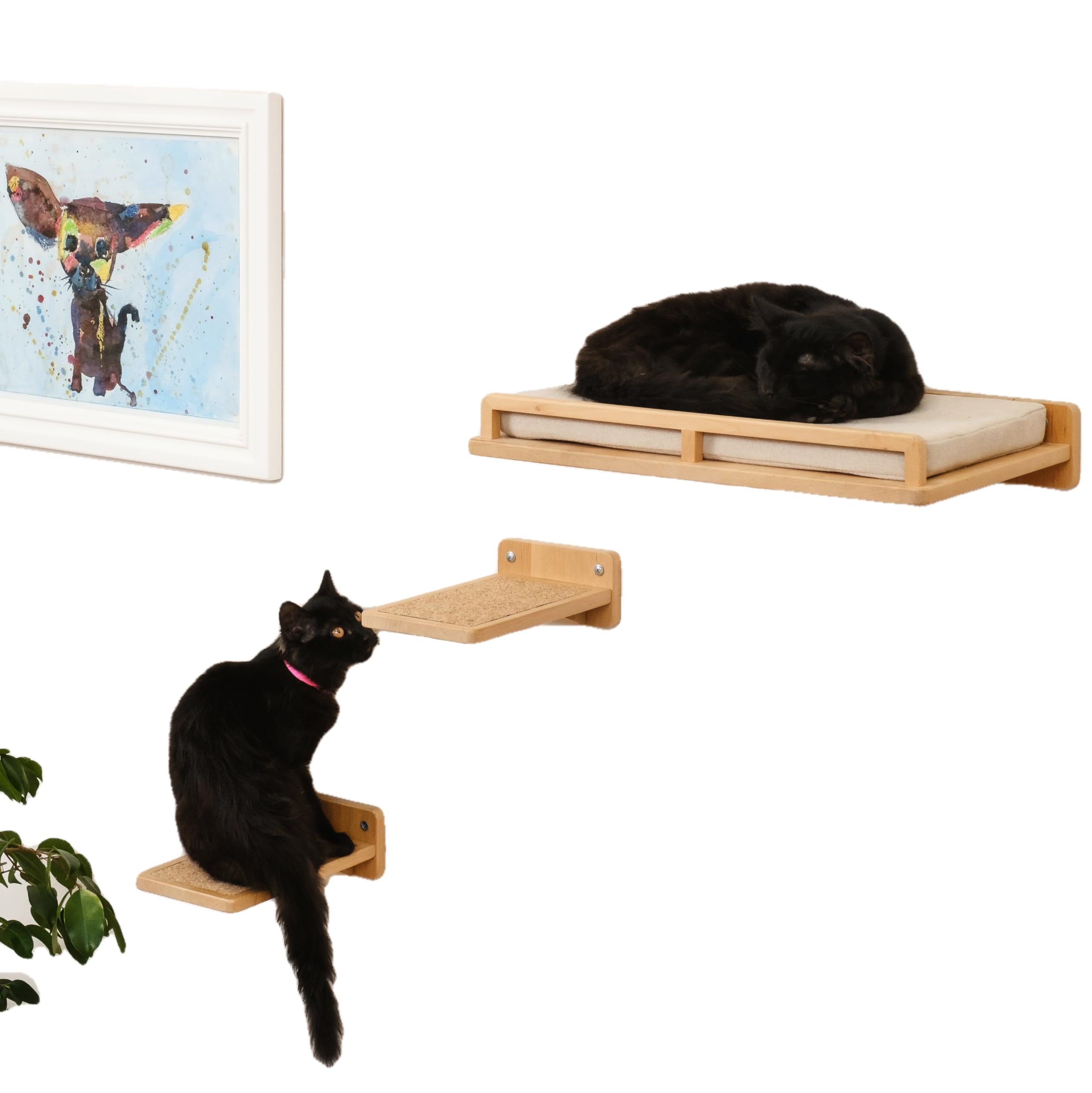 Cat Wall Bed with Steps - Multi-Level Cat Shelf & Climbing Platform - Space-Saving Wall Furniture for Cats - Perfect for Small Apartments & Cat Play Areas