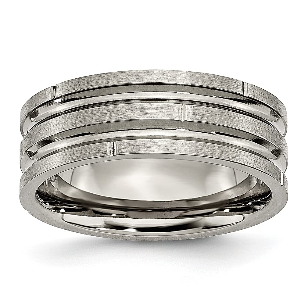 ICE CARATS 8mm Titanium Notched Band Ring for Men - Durable Wedding, Engagement & Fashion Jewelry - Perfect Gift for Dad, Husband & Boyfriend - Ideal for Everyday Wear, Special Occasions & Anniversary Gifts