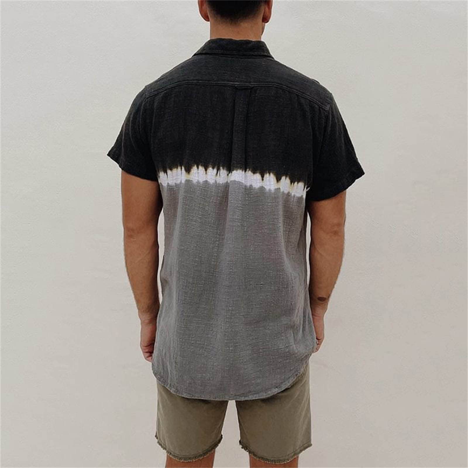 Men's Linen Short Sleeve Shirt - Breathable Cotton Blend Casual & Business Shirt for Summer | Regular Fit Beach Shirt in Black, Size XL | Perfect for Vacation, Office Wear & Outdoor Activities