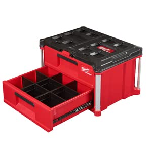 Milwaukee Packout 2-Drawer Tool Box - Heavy Duty Rolling Tool Storage System for Professional Contractors & DIY Projects | Workshop, Job Site & Garage Organization Solution