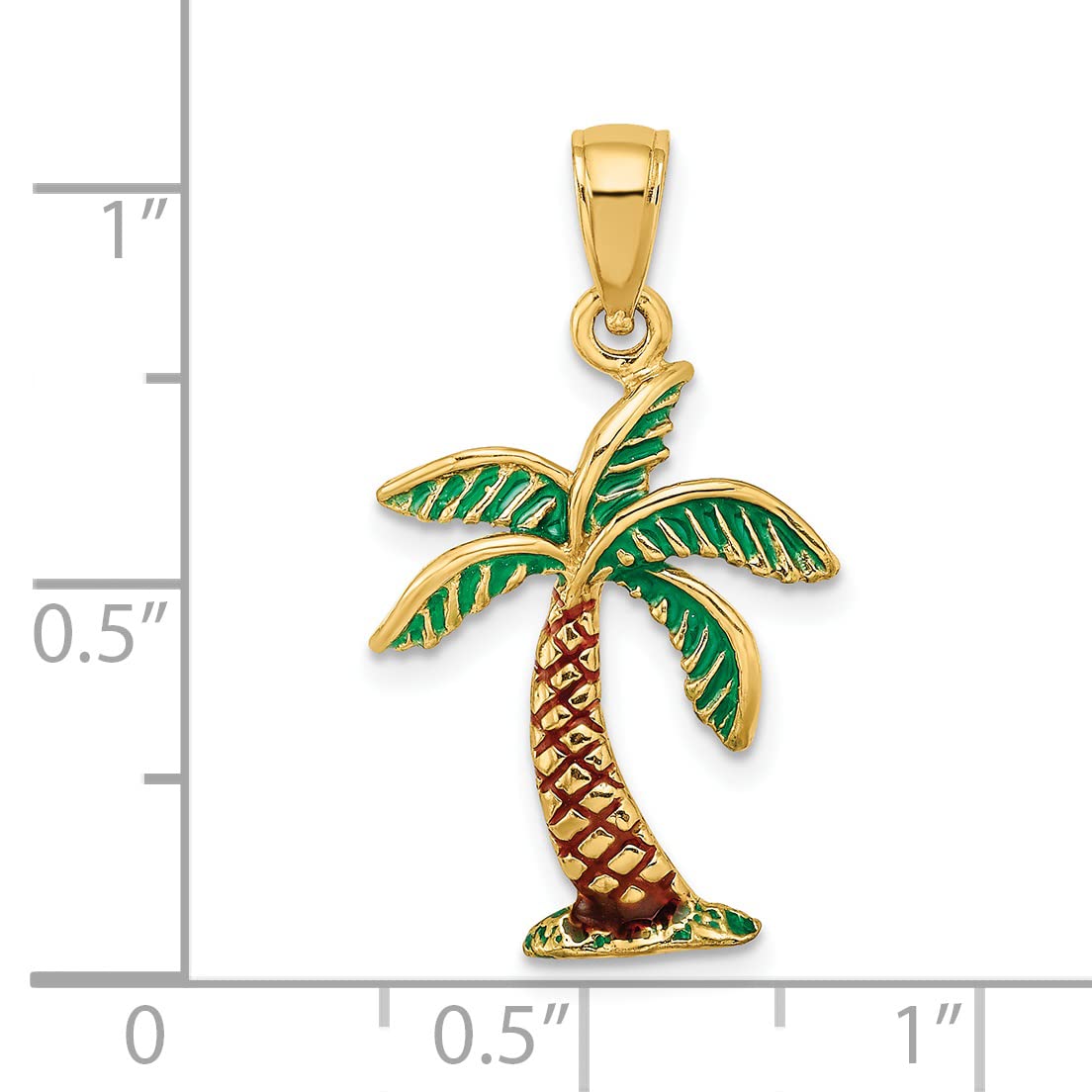 14k Yellow Gold Enamel Palm Tree Charm Pendant - Dainty Beach Jewelry for Necklace & Bracelet - Perfect for Vacation, Summer Outfits and Tropical Theme Parties