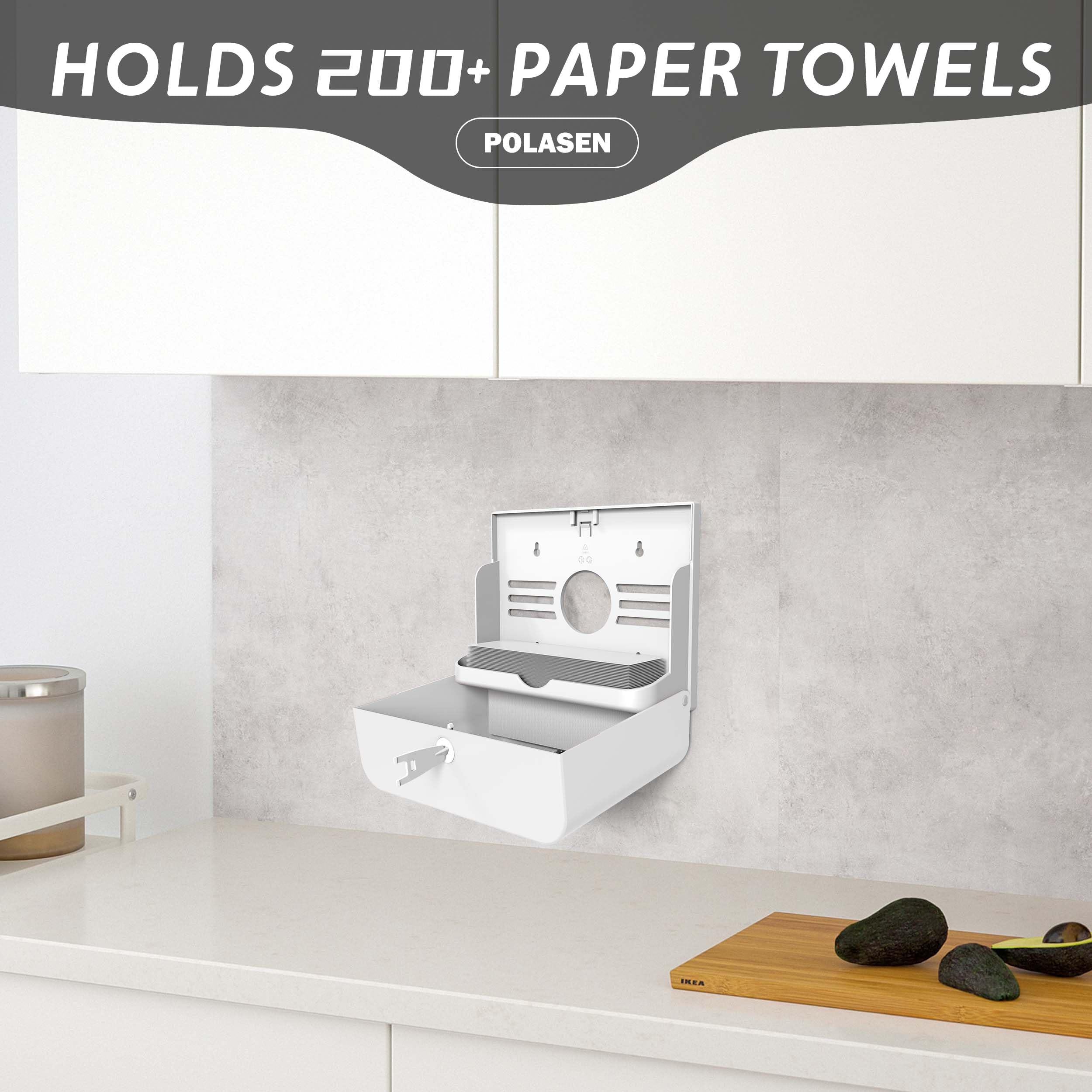 Wall Mount White Compact No Drill Paper Towel Dispenser - Adhesive Installation for Combi-Fold & Fusion Folded Towels - Perfect for Commercial, Industrial, Office & Shop Use - Ideal for Restrooms, Kitchens & High-Traffic Areas