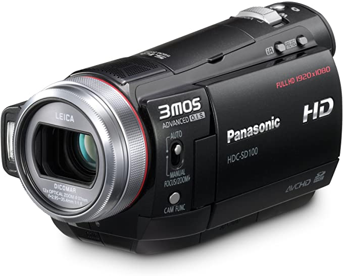 Panasonic HDC-SD100 Full HD Camcorder with 12x Optical Zoom - 1080p Video Recording, SD Card Slot, Image Stabilization for Travel, Vlogging & Family Events