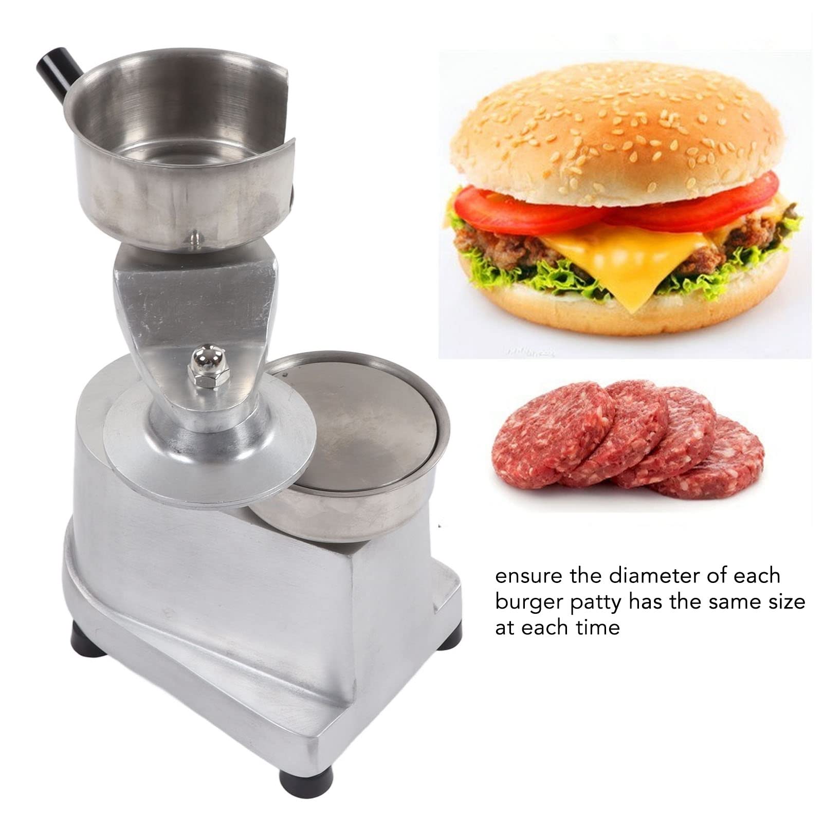 Commercial Stainless Steel Hamburger Press - Heavy Duty Burger Patty Maker with 500 Patty Papers (5.12in/130mm) for Restaurants, BBQ & Home Kitchen Use