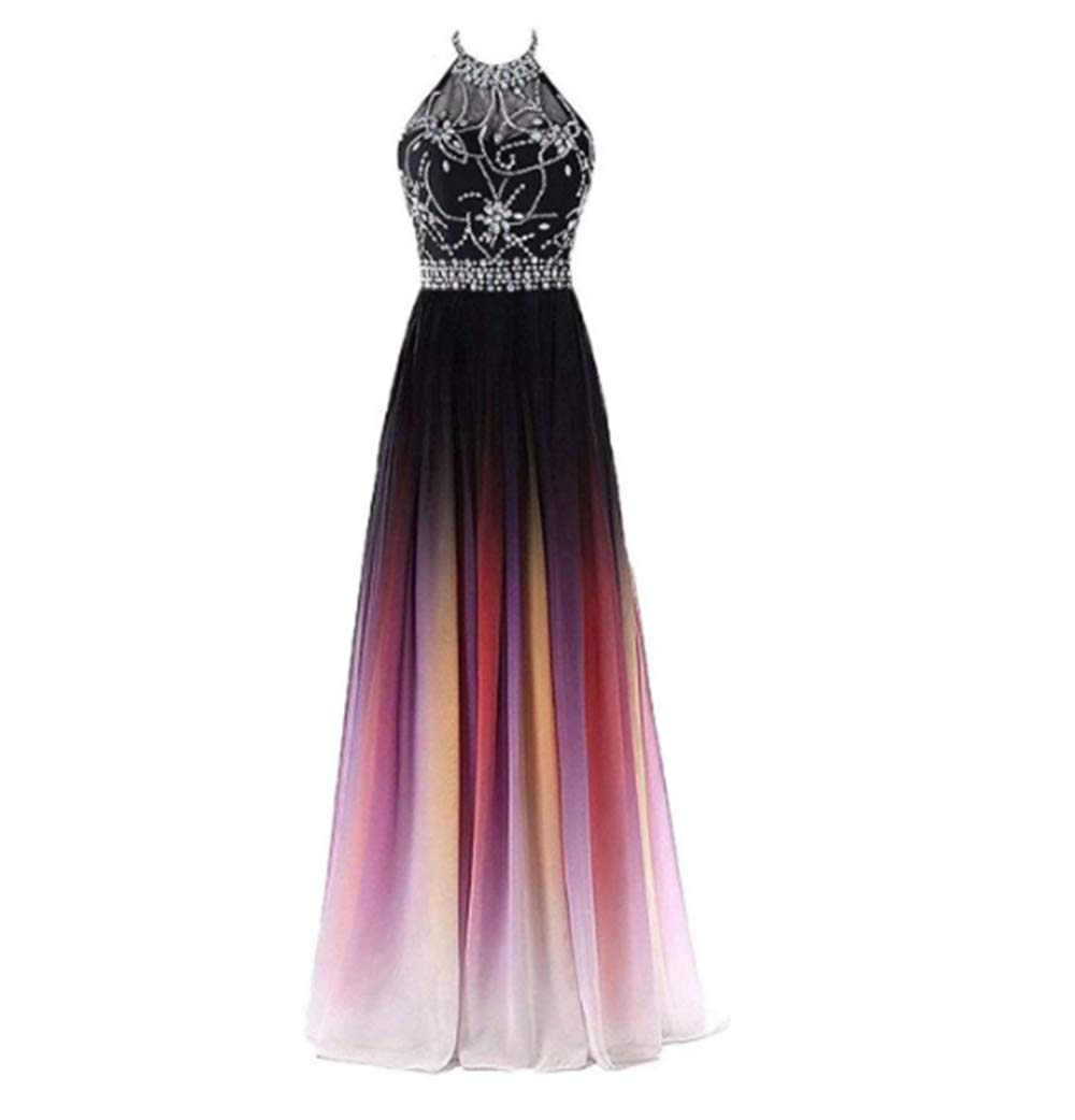Angela Women's Ombre Bridesmaid Dresses - Gradient Long Prom Evening Gowns for Formal Occasions - Size 10 Black Red | Perfect for Weddings, Galas, and Special Events