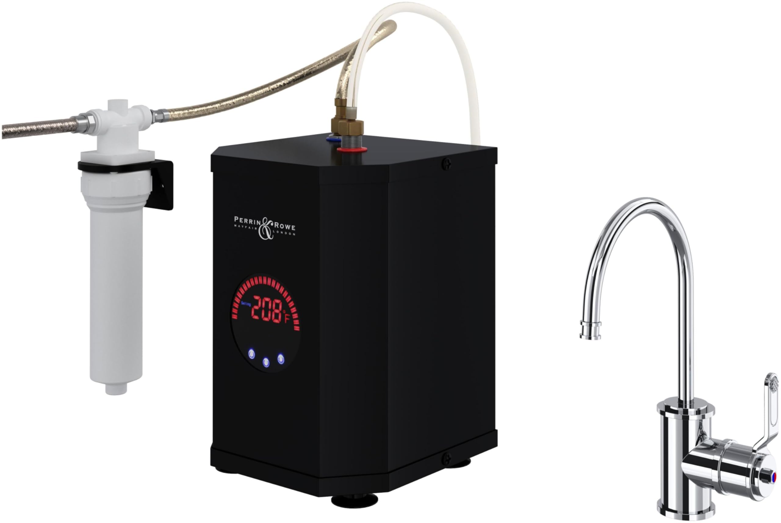 Premium Armstrong Hot Water & Kitchen Faucet Filter System - Polished Chrome Finish | Under Sink Water Purification for Clean Drinking & Cooking | Perfect for Home, RV, and Office Use
