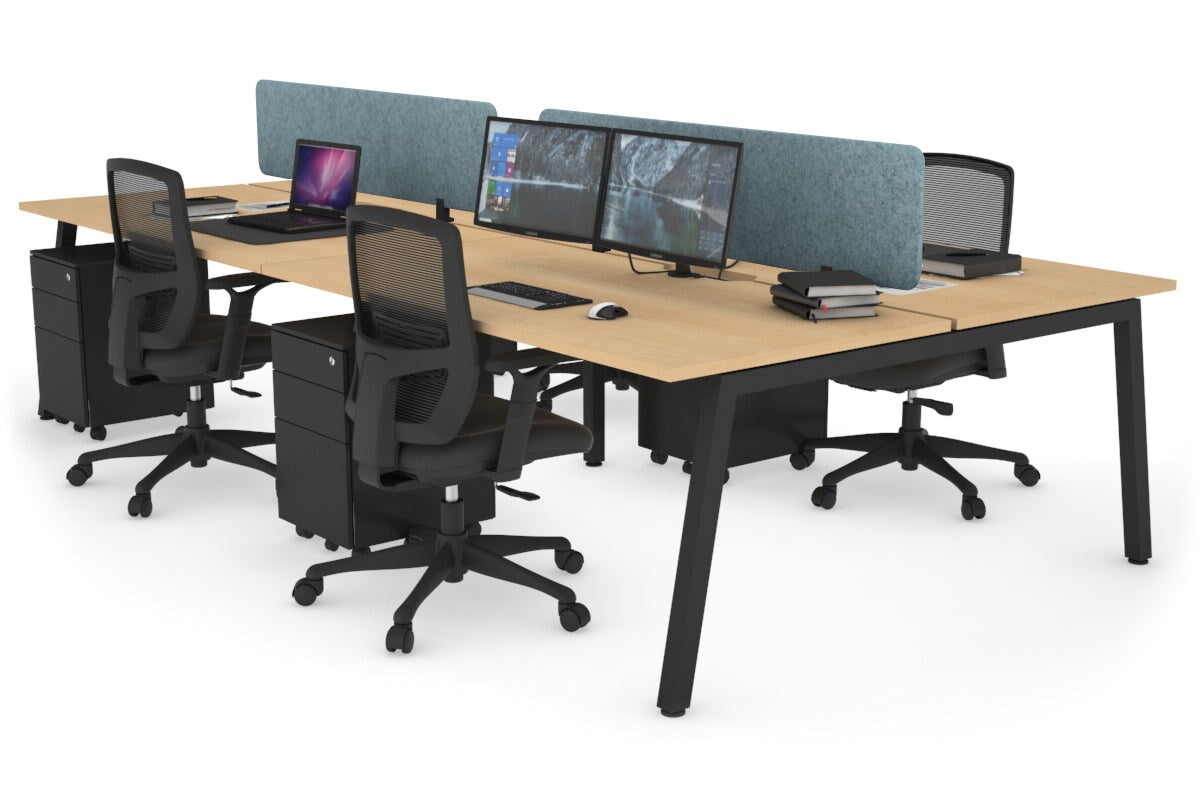 Quadro 4-Person Office Workstation Desk - 1800L x 700W Dimensions - Perfect for Team Collaboration & Open Office Spaces