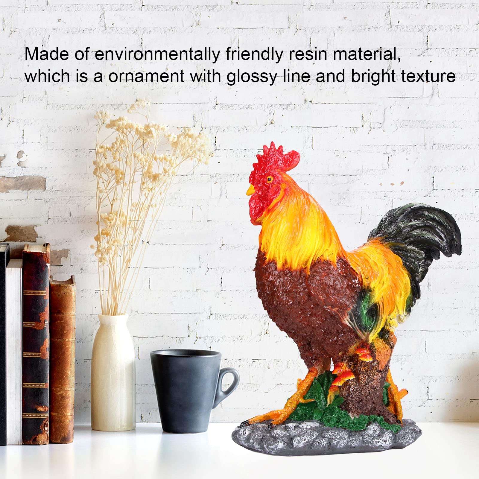 Vibrant Red Brown Rooster Garden Decor - Waterproof & Durable Chicken Ornaments for Outdoor Patio, Yard, and Farmhouse Decoration | Perfect for Countryside Theme, Spring Decor, and Rustic Home Accents