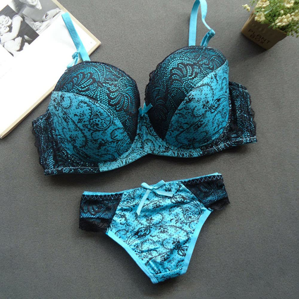 Women's Push Up Padded Bra & Thong Lingerie Set - Sexy Comfortable Underwear for Everyday Wear & Special Occasions