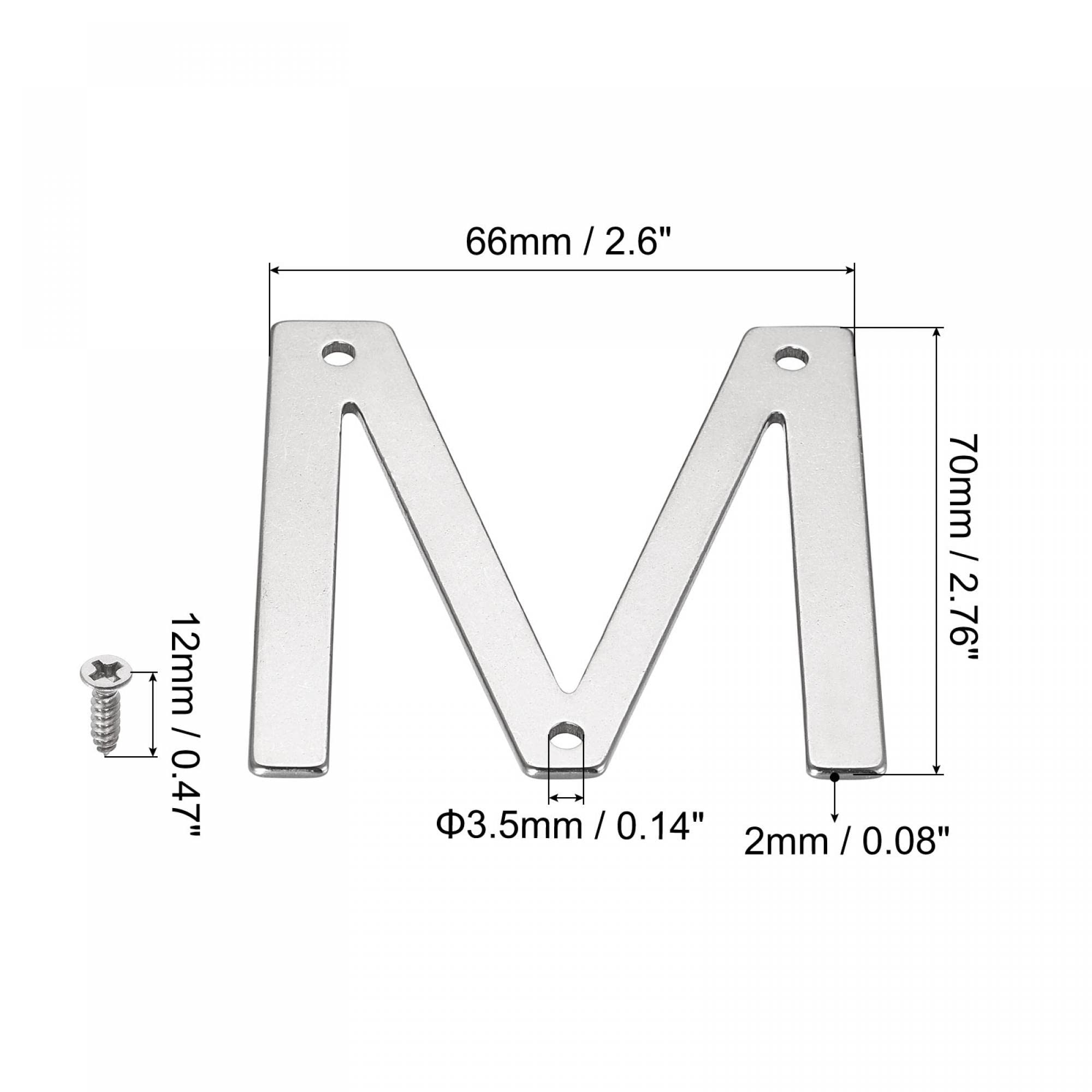 uxcell 2.76 Inch Stainless Steel Letter M - Polished Mailbox, Hotel & Door Address Sign for Home & Business (Perfect for Mailbox Decor, House Numbering & Commercial Signage)