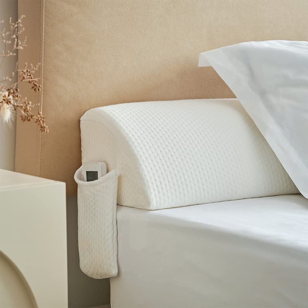 Memory Foam Bed Wedge Pillow - Headboard Gap Filler for Twin Size Mattress (8x6x39 inches) | Close Space Between Headboard & Wall | Perfect for Back Support, Reading & Watching TV in Bed